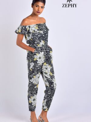 Black Floral Jump Suit