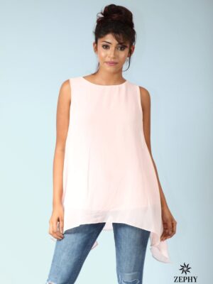 Pink Side Slit Sleeveless top