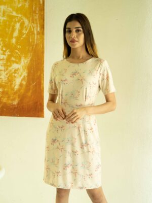 Boat Neck Floral Midi Dress