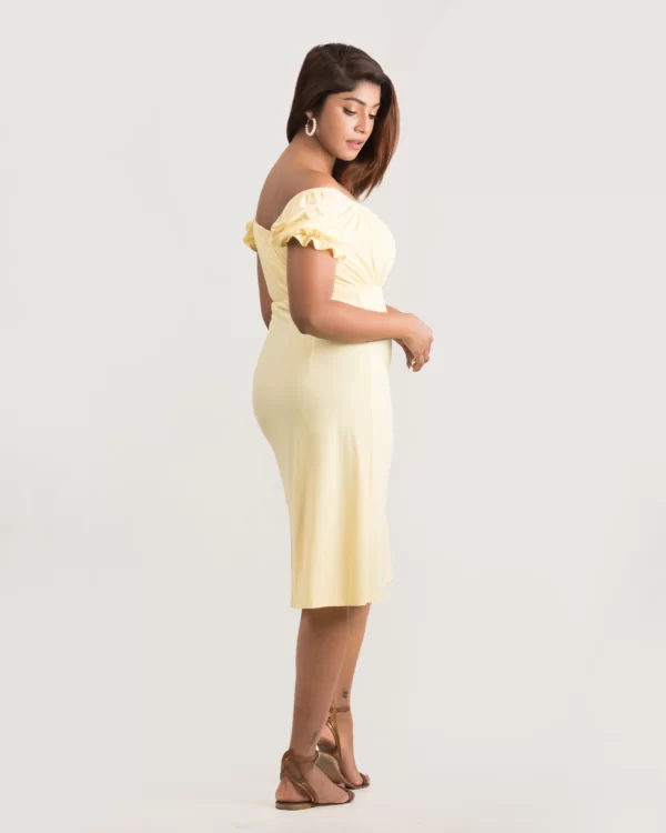 Yellow chest Gathered Dresss